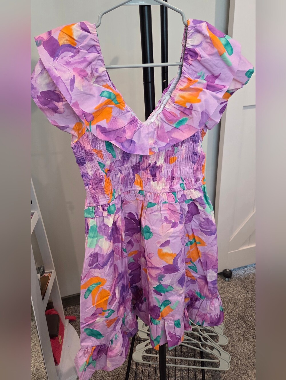 Lavender Floral Ruffle Dress